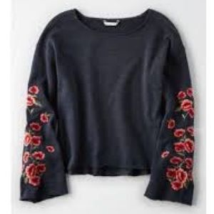 NWOT American Eagle Embroidered Bell Sleeve Shirt